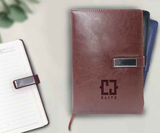 Leather Notebook with Metal Flap